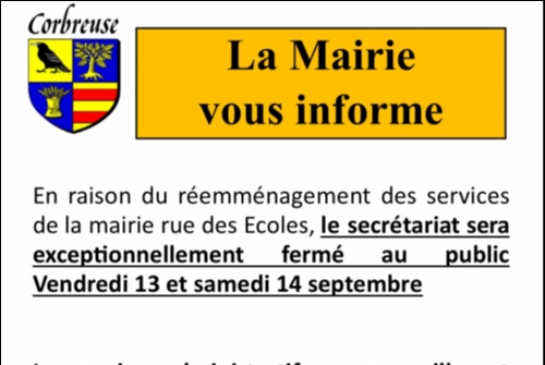 Fermeture exceptionnelle de la Mairie Fermeture exceptionnelle de la Mairie